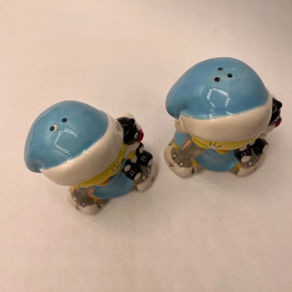 Vintage Tweety Bird Salt And Pepper Shakers Looney Tunes Blue Yellow